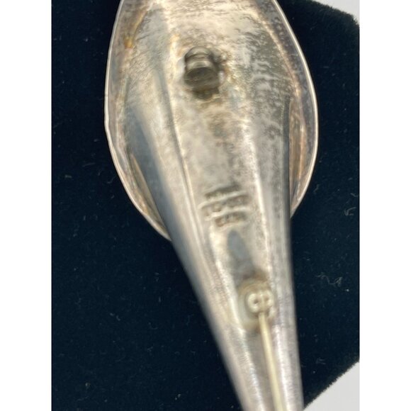 Calla Lily Brooch Stamped Mexico 525 Silver 3" Vintage - Picture 6 of 8